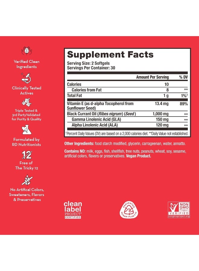 HUM Red Carpet - Skin & Hair Supplement - Black Currant Seed Oil for Glowing Skin & Strong Thicker Hair with Vitamin E & Omegas 3/6 - Hair Growth Vitamins for Women (60 Vegan Softgels) - Image 2